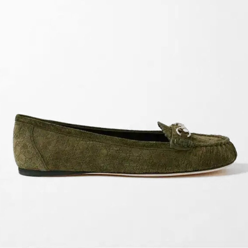 NEW GUCCI Women's GG Suede Kensington Horsebit Loafers EU 39 / US 9 Ballet Flats - Picture 5 of 12